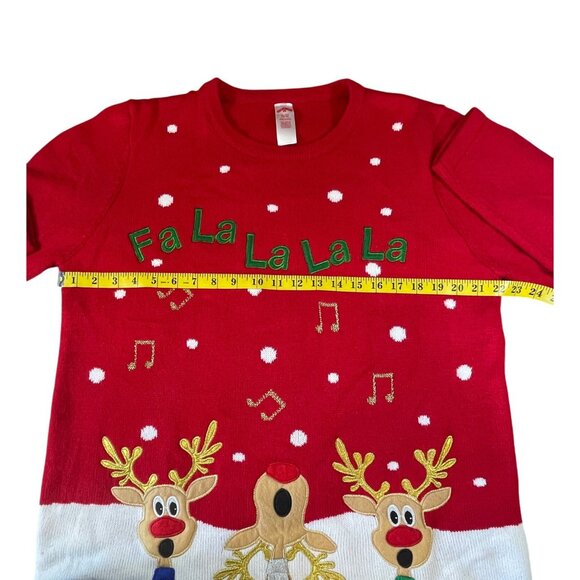Holiday Time Women's Red Christmas Sweater Reindeer Singing Size XL - Picture 10 of 15